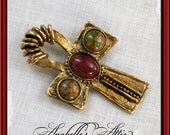 Egyptian Ankh Pin by Designer Robert Rose . Eternal Life . Vintage Collectible . Goldtone Metal