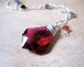 Ruby Red Swarovski Silver Necklace