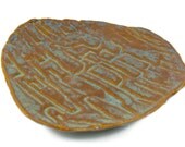 Ceramic Trinket Dish / Brown Blue Copper / Handmade Stoneware Clay Pottery