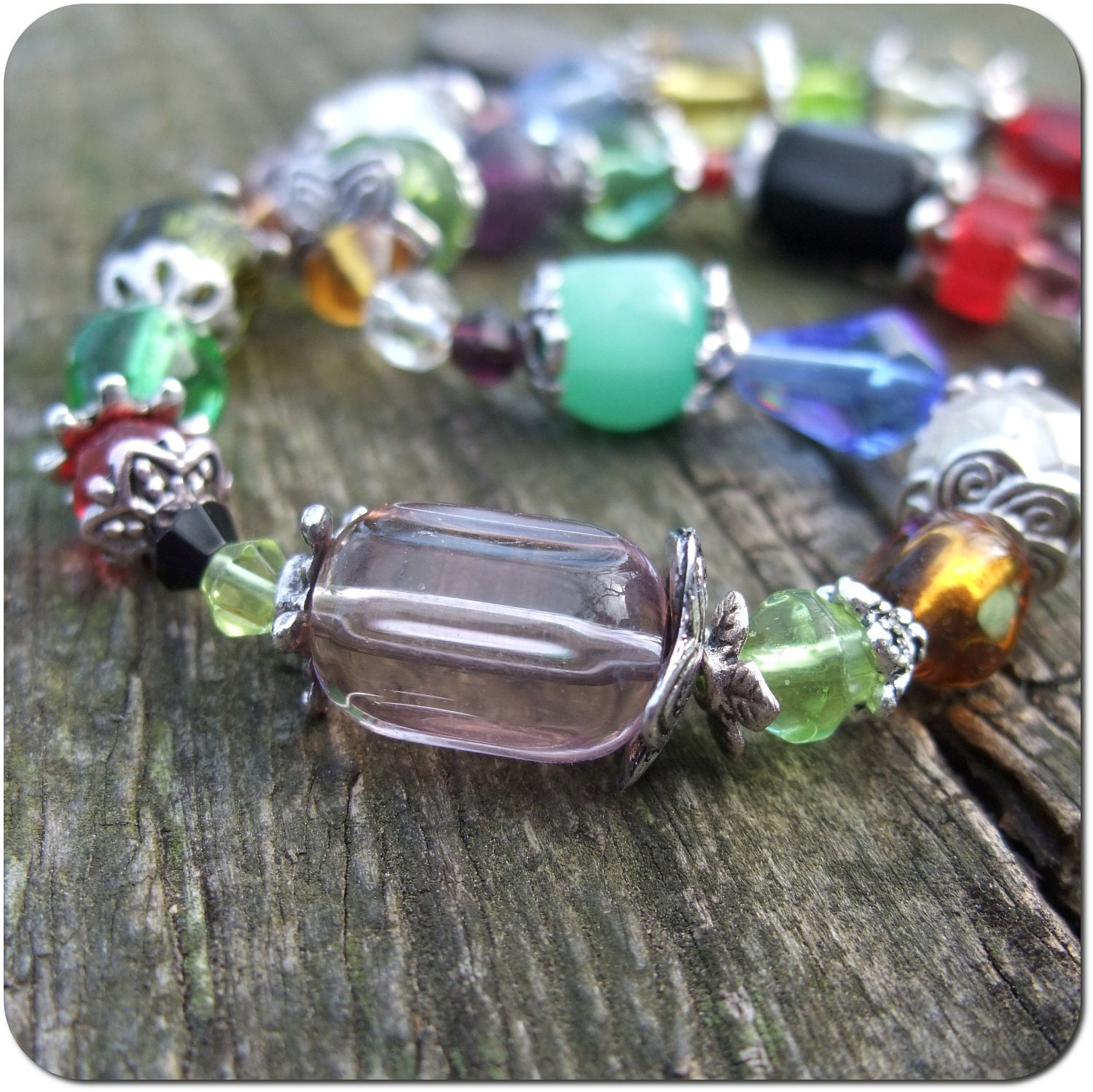 Charity Donation -- Multicolor Rainbow Glass and Silver HOPE Necklace -- All sales donated to Philabundance