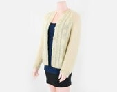 Vintage 1960s Italian Handmade Fuzzy Cable Knit Cardigan. Small (S)