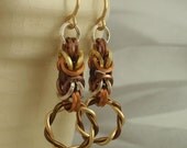Square Mixed Metals Earrings Chainmaille - Non Tarnish On Edge Rings