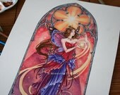 Original painting  - Summer Sun Sunset Fairy art watercolor