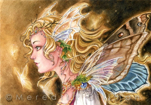 Autumn Glow Moth wing Fairy princess 5x7 limited edition art print