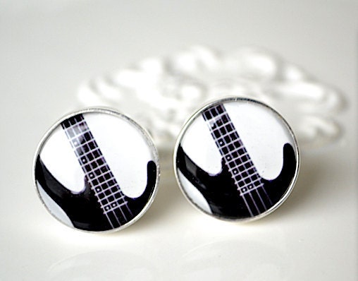 Bass Guitar Cufflinks - keepsake for the groom groomsmemn or husband for your wedding day or birthday