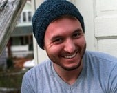 Mixed Shades of Blue Textured Pattern Slouch Beanie