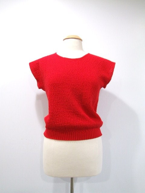Vintage Sweater with Short Sleeves in Red - M/L