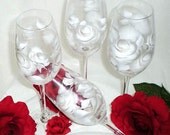 Hand Painted Crystal Champagne Glasses in White and Silver - Set of 4 Wedding Glasses 25th Anniversary Custom Orders