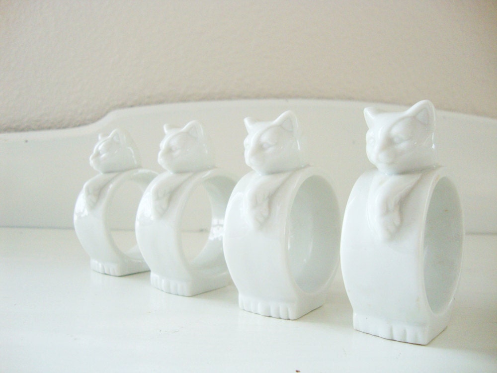 Porcelain Cat Napkin Holders