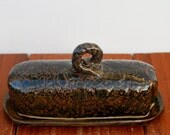 Covered Butter Dish in Brown