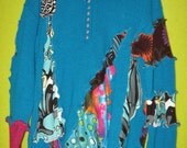 Turquoise Upcycled Funky Pullover sweater