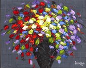Abstract Impressionist Multicolor Flowers in Vase Fine Art PRINT- Modern floral bouquet Large 17x22