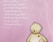 Winnie the pooh quote art print teddy bears baby girl pink nursery decoration wall art children decor nursery art prints