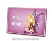 Personalized Kids Door Plaques for girls, angel, fairy, pink custom gift