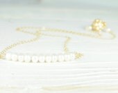 Beach Wedding, Jewelry, Necklace,Pearl Necklace, Dainty, Gold,  Simple, Minimal, Bridal Jewelry