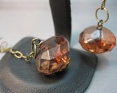 Dark Champagne Acrylic Crystal Dangle Earrings