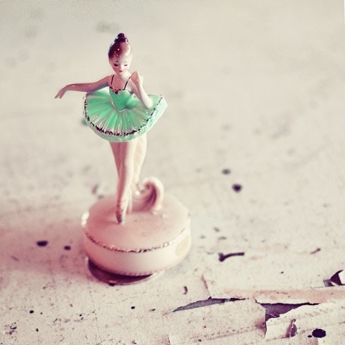 Ballerina Photograph - shabby chic photography 9x9 print - pink mint green pastel nursery childrens room decor ballet photo