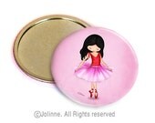 Pocket Mirror Handmade gift for woman girl ballerina ballet dancer pink , great for Christmas stocking stuffers