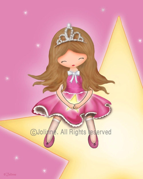 Children art print room decor, girls room wall art , children wall hanging , nursery art print, pink, princess room art , kids room art