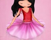 dancing ballerina pink Art Print for girls room decor nursery wall art, kids room art poster, children decor