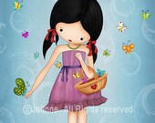 Girls room art, Nursery baby decor, kids art print, turquoise children room decor, butterflies, child art