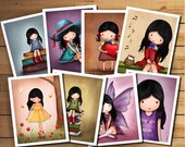 Girls room nursery wall art - Set of 8 Mini Art Prints