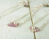 Set of Three Pink Sapphire Bracelets, Bridesmaid Monogrammed Gift Sets, Bracelets, Sterling Silver,  Personalized Holiday Gifts