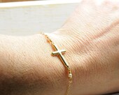 Dainty Cross Bracelet in Gold:)  Mothers Day Gifts