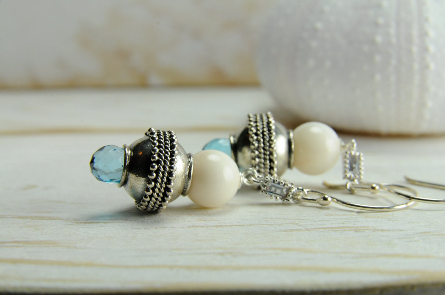 Angel skin, sterling silver, blue topaz, bridal jewelry, earrings, something blue, vintage, weddings, something old, blue