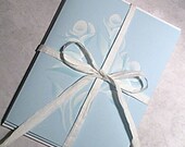 Hand Painted Blank Note Cards - Azure Blue Cards Modern Tea Roses - Set of 4 on Fine Quality Polished Linen Card Stock - Ready to Ship