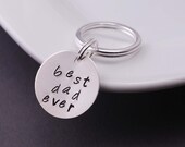 Best Dad Ever Gift, Personalized Father's Day Gift, Dad Sterling Silver Keychain, Father Gift