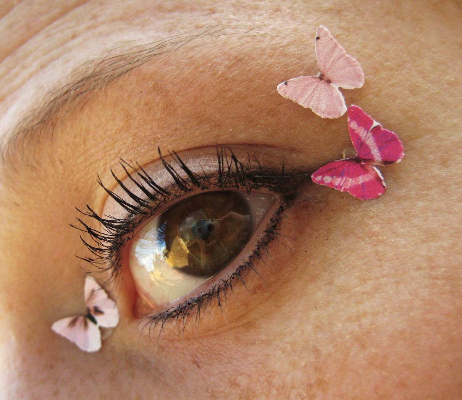 Sexy Women Butterfly Costume Wings Pink Eye Decoration 3pcs
