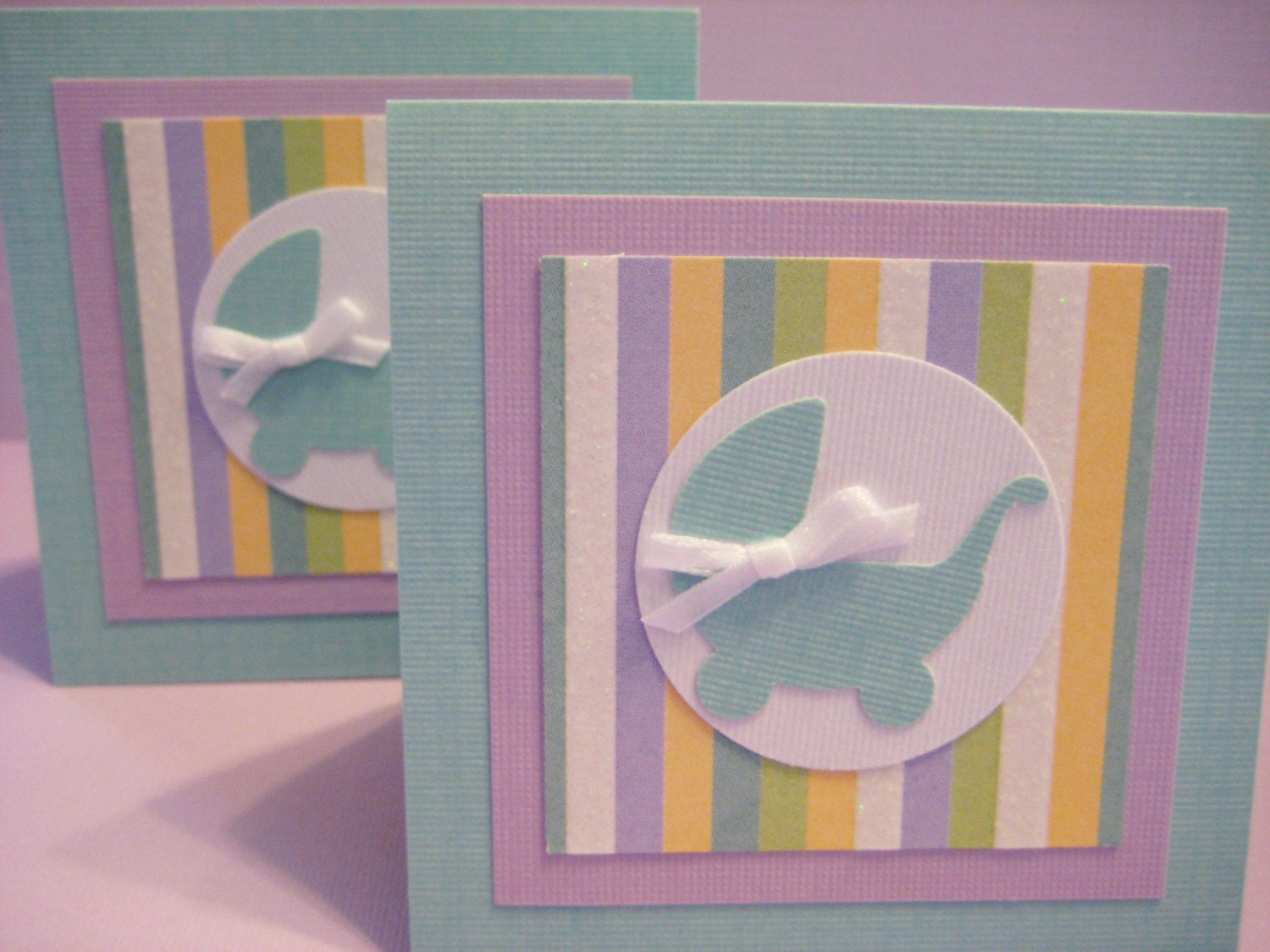 Baby boy carriage mini cards set of 2