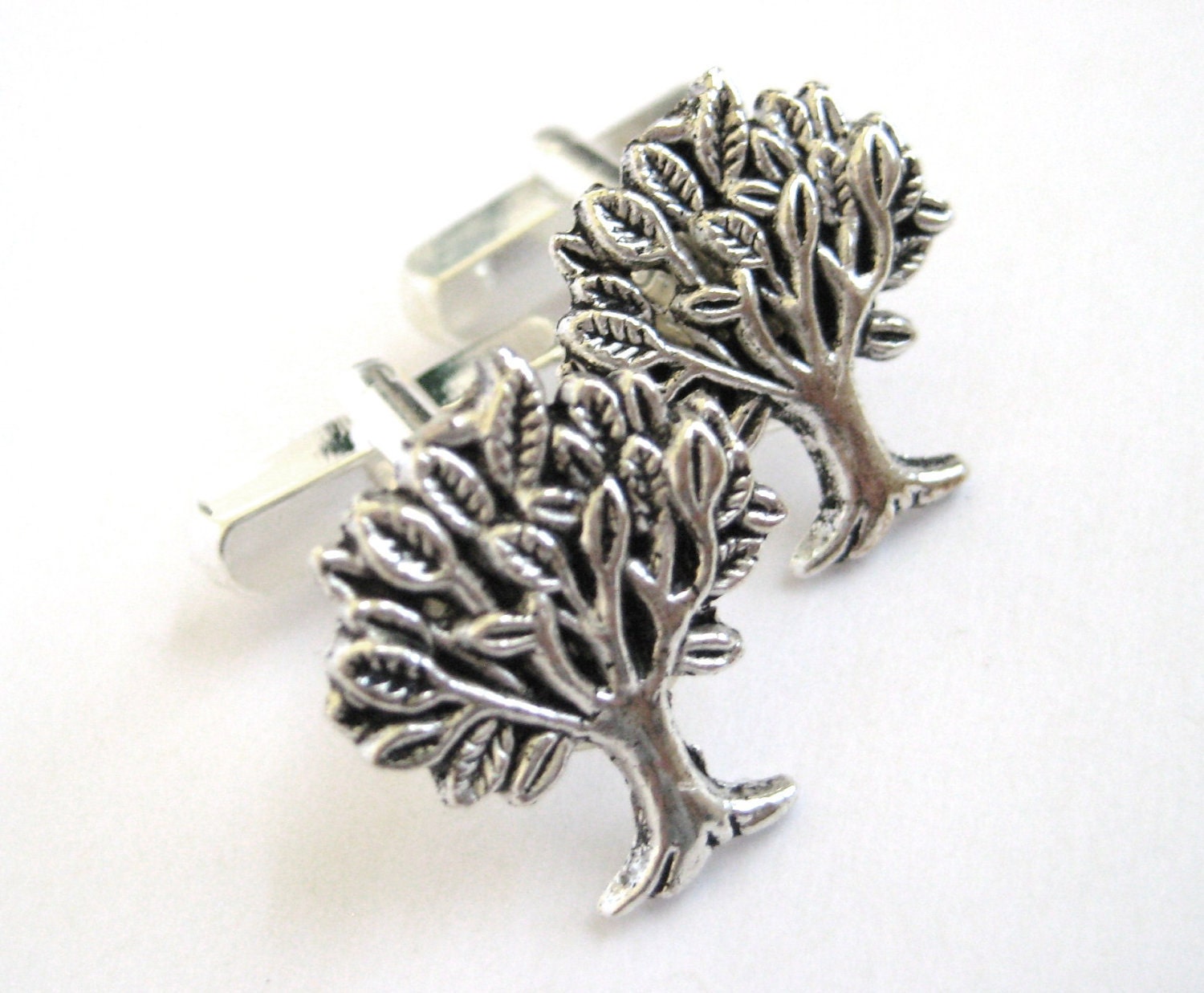 Silver Tree Cufflinks Nature Wedding Male Mens Christmas Gift Coworker Host Groomsmen