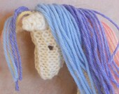 Earth Pony, Stuffed Animal Waldorf Toy HandKnit Pony Horse, Pastel Mane and Tail, Natural, Eco-Friendly Rainbow Pony