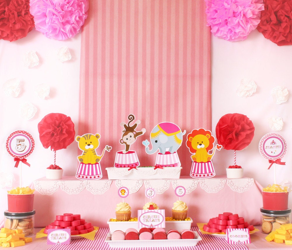Vintage Pink Carnival Circus Birthday Party Package Personalized MINI Collection Set - PRINTABLE DIY - PS807y Il_170x135