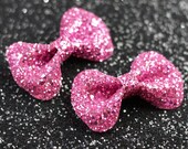 Candy Pink Bow Hair Clips, Glitter, Hair Accessories, Cute Kawaii Bows
