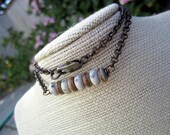Lampwork Glass Beads, Vintaj Natural Brass Necklace