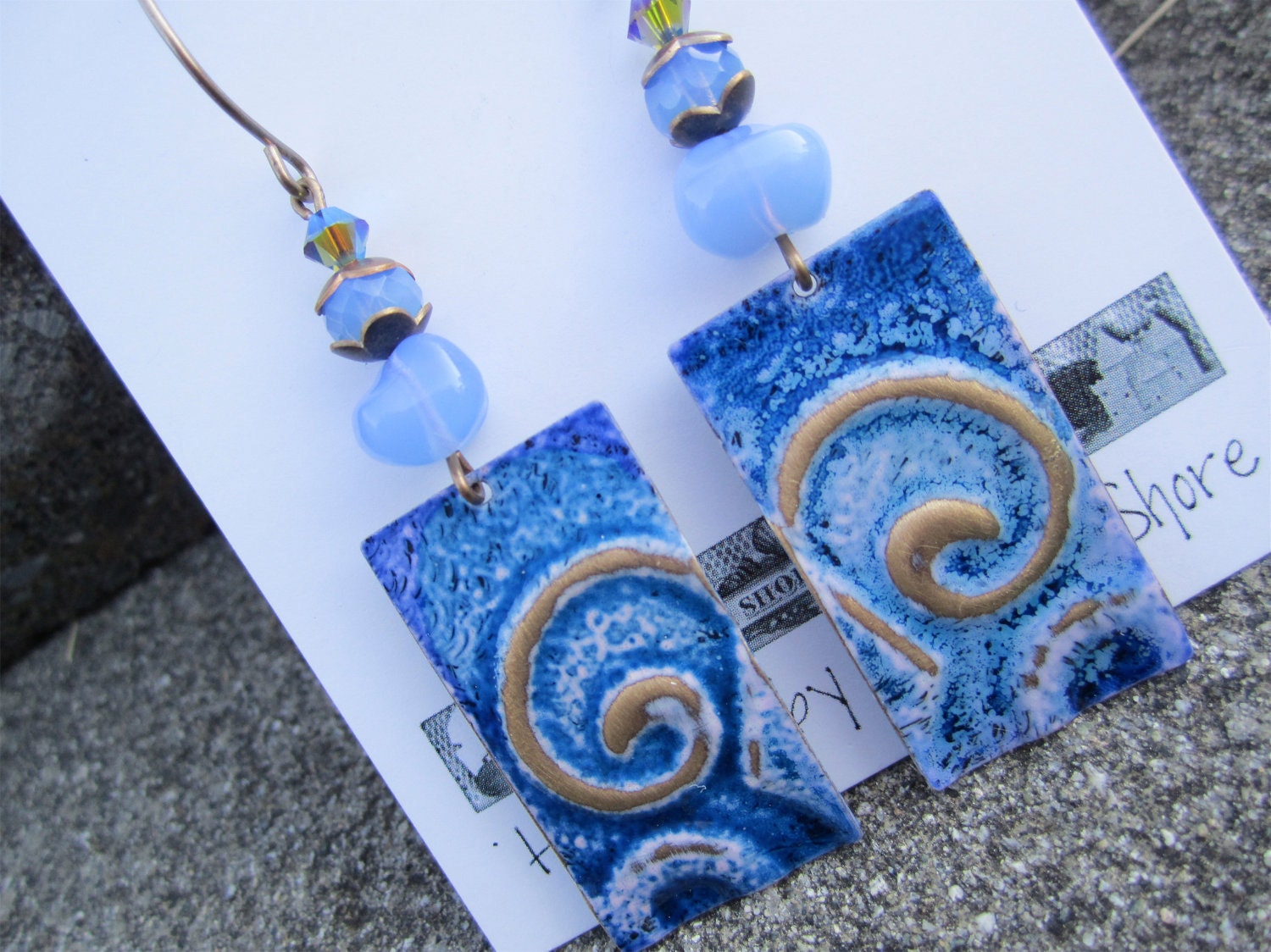 Embossed Vintaj Natural Brass Artisan Earrings