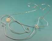 Day Dreamer  sterling silver bird with quartz, vintage bead on sterling silver