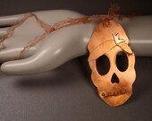 Copper Skull Necklace Calavera Day of The Dead Remembering Amy Winehouse Jewelry Mesh Sterling Silver Persimmon Jewelry