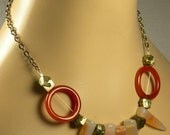 Livy Necklace carnelian, pyrite, and agate on sterling silver