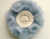 Crochet Flower Corsage in Quarry Blue Grey - Wedding Accessory, Christmas Gift Idea Under 50, Gift for Her, Fashion Accessory