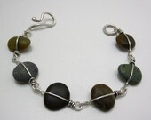 Silver Wire Wrapped River Stone Bracelet
