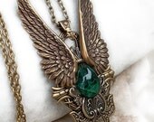 Dark Angel Pendant - Gold and Green