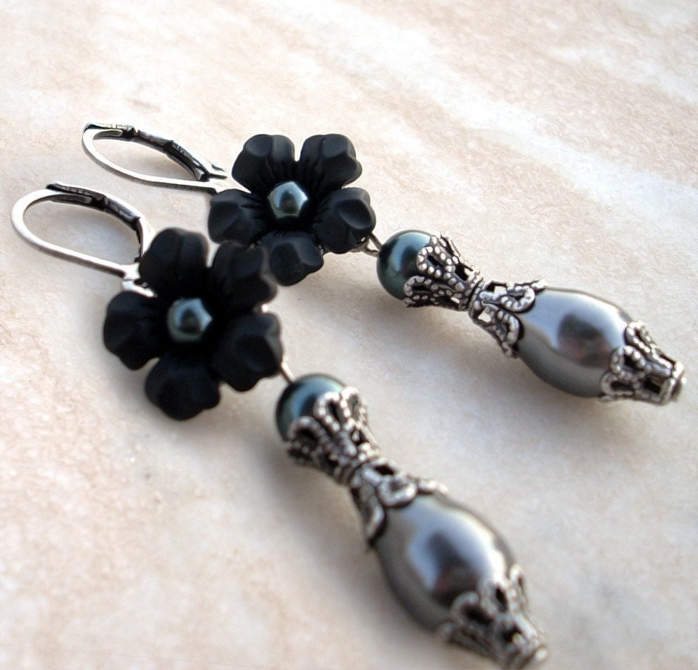Black Flower Earrings