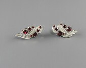 Coro Rhinestone Earrings Siam Red