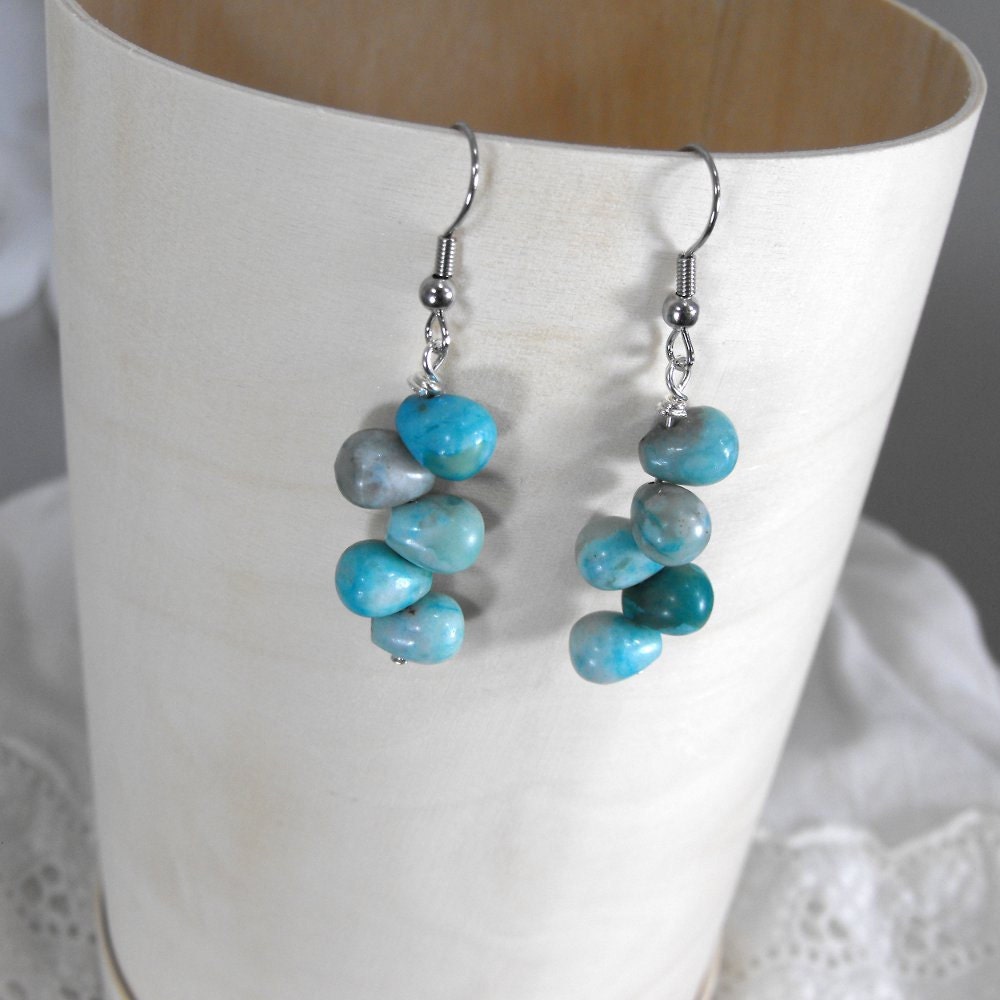 Rain - Blue Tear Drop Stone Earrings