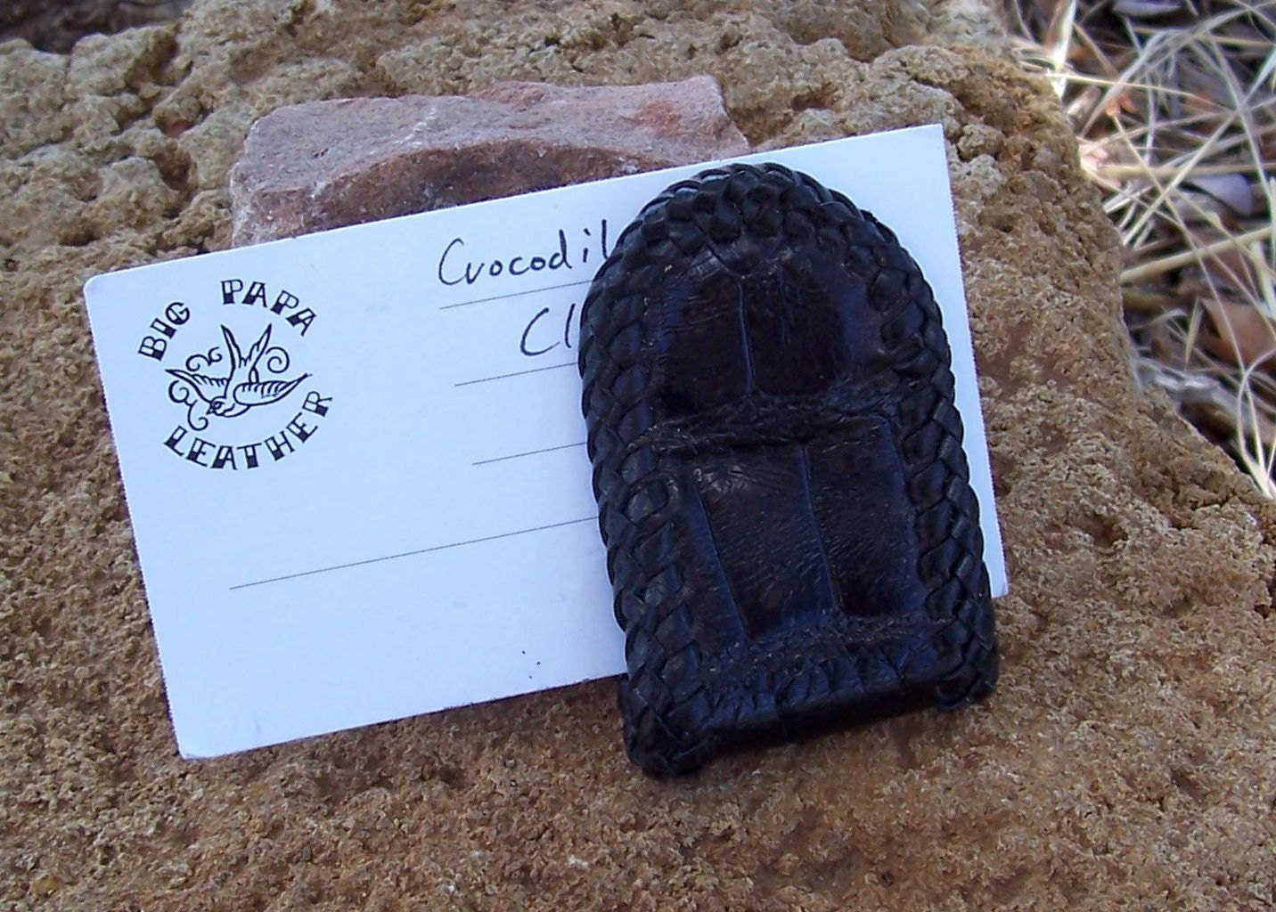Black Alligator hide Money clip