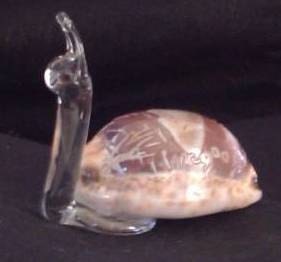 Small Brown Carved Shell Snail